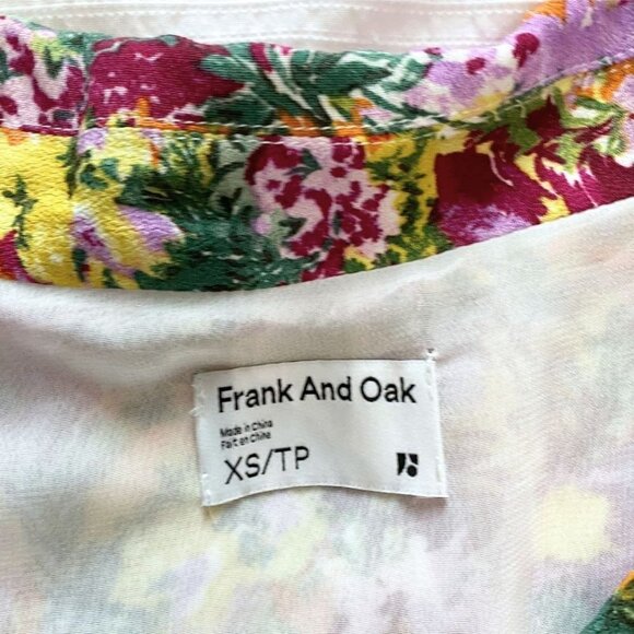 FRANK AND OAK THE BABYDOLL COLORFUL FLORAL HALF SLEEVE DRESS IN MULBERRY - XS - Picture 7 of 11